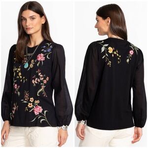 Johnny Was Mixed Media Long Sleeve Tee S NWOT